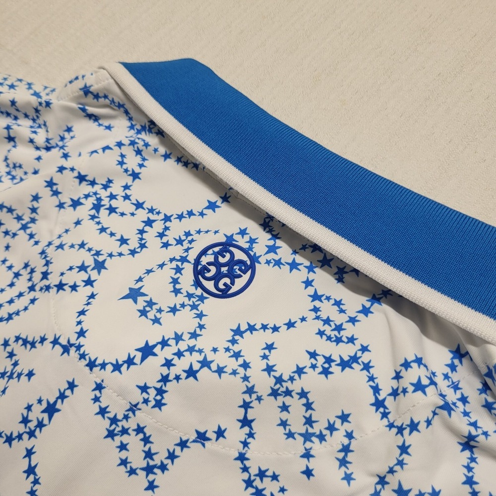 G Fore Polo Shirt Mens 2XL Blue Geometric Performance Golf Preppy Academia Logo - Picture 10 of 10
